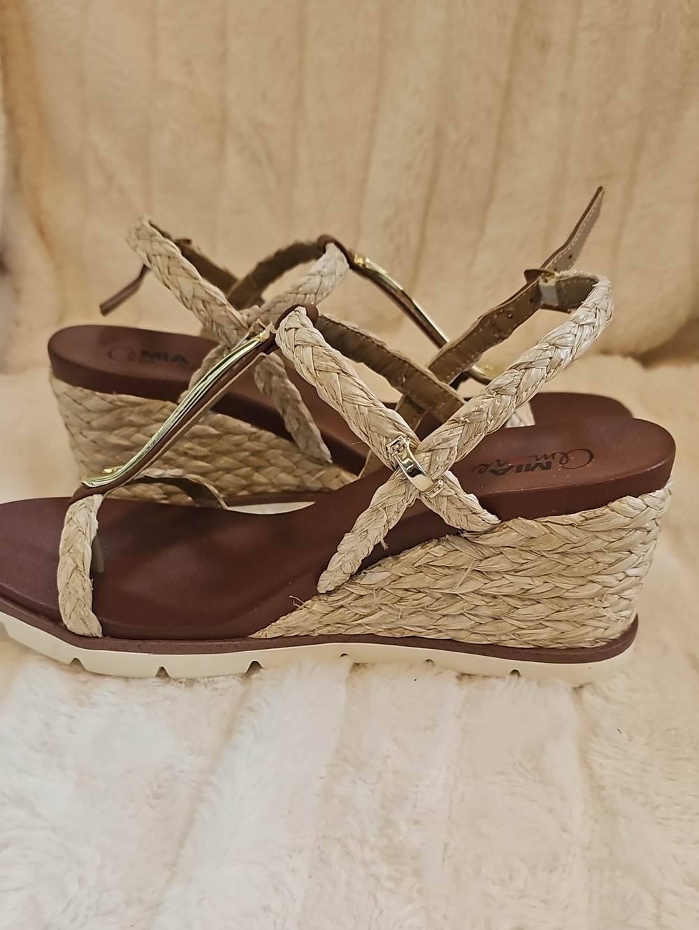 Braided Espadrille Wedge Sandals in Natural - Comfortable Summer Wedges